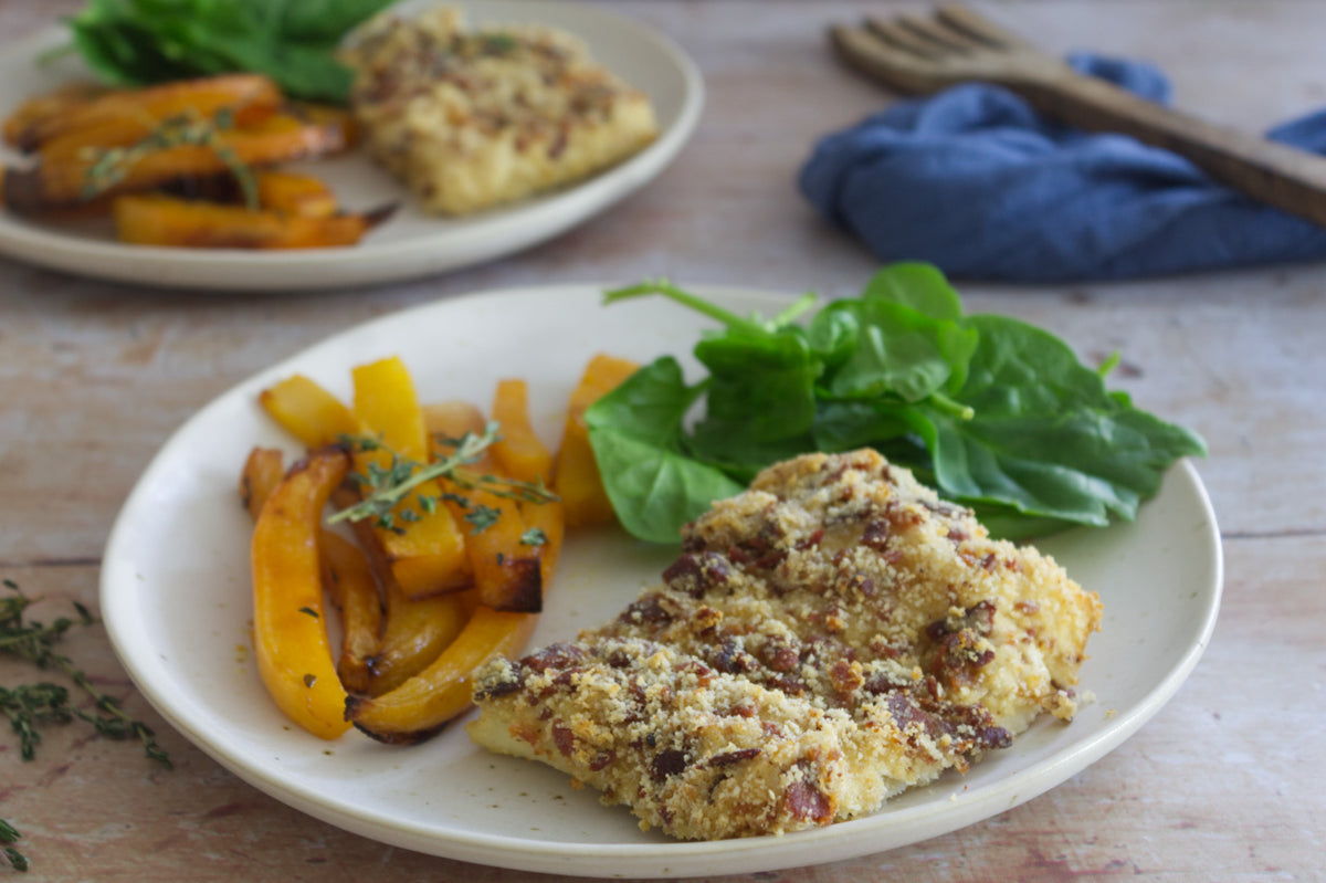 Low Carb Bacon Crumbed Cod and Chips – Health Results