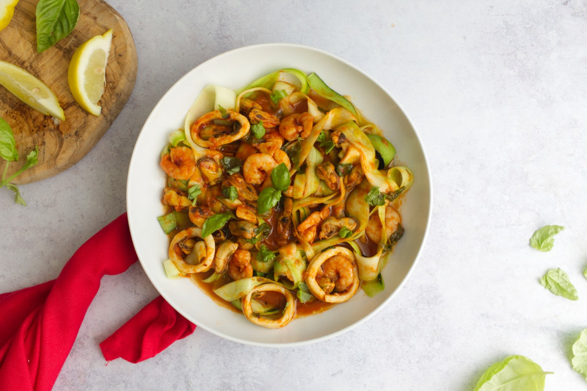Spicy Keto Seafood Spaghetti
