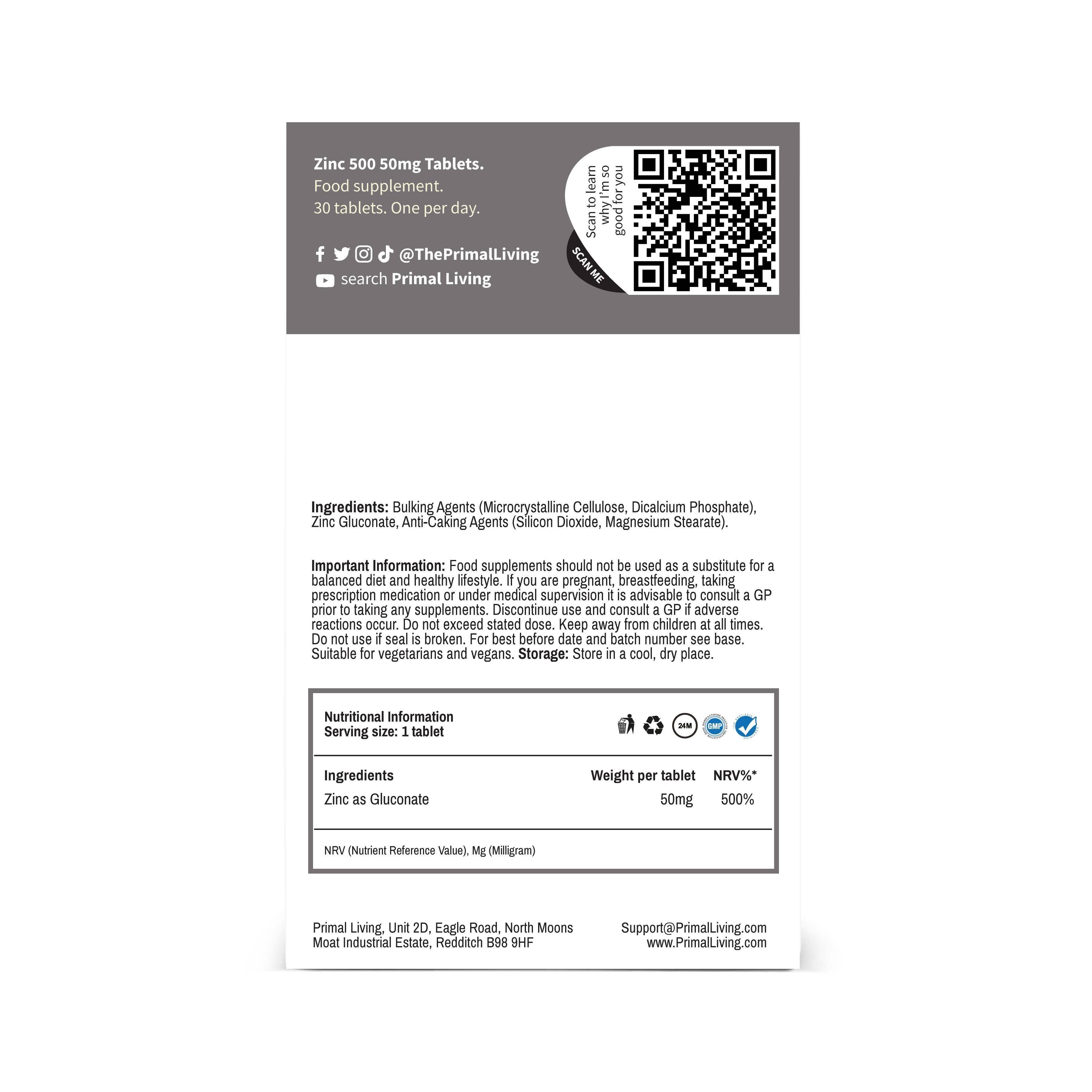 Zinc 500 50mg Tablets